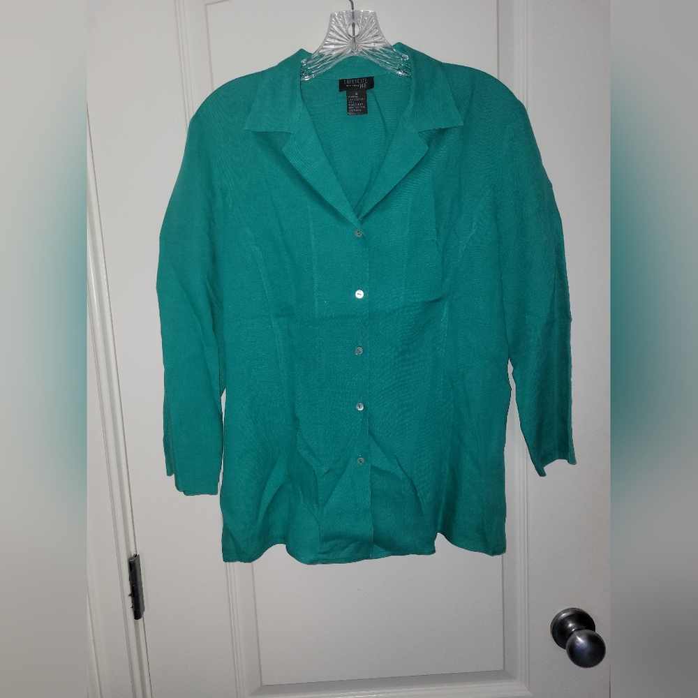 Lafayette 148 Linen Buttonup Teal Shirt